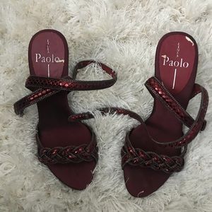 Strappy red heels